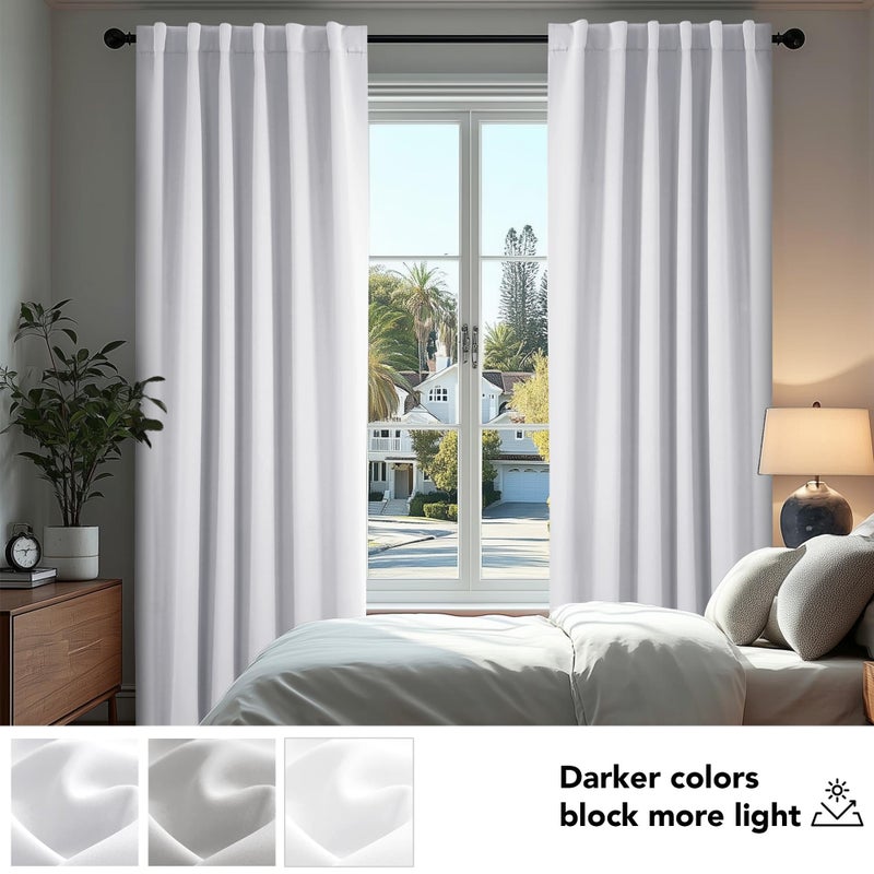 Deconovo Room Darkening Curtains for Kitchen Window, Star White Light Filtering Thermal Drapes 45 Inches Long, Back Tab and Rod Pocket Window Curtains, 42W x 45L Inch, 2 Panels - Image 4